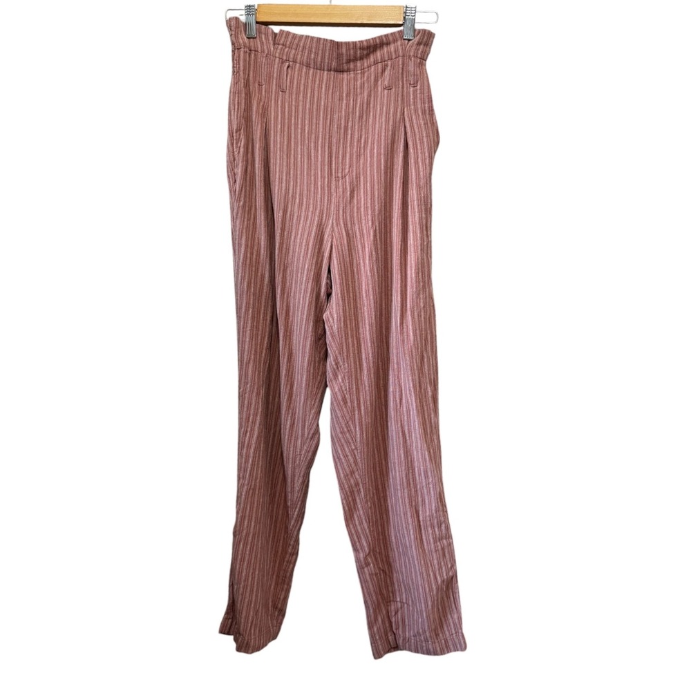 American Eagle Pants Womens Small Pink Pinstripe Excellent Cotton Linen Smocked